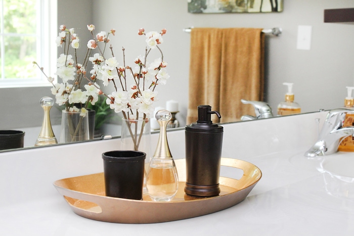 Master bathroom counter decor