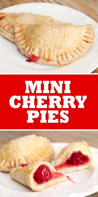 Mini cherry pies recipe poster.