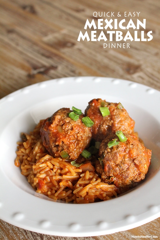 Quick and Easy Mexican Meatballs dinner.