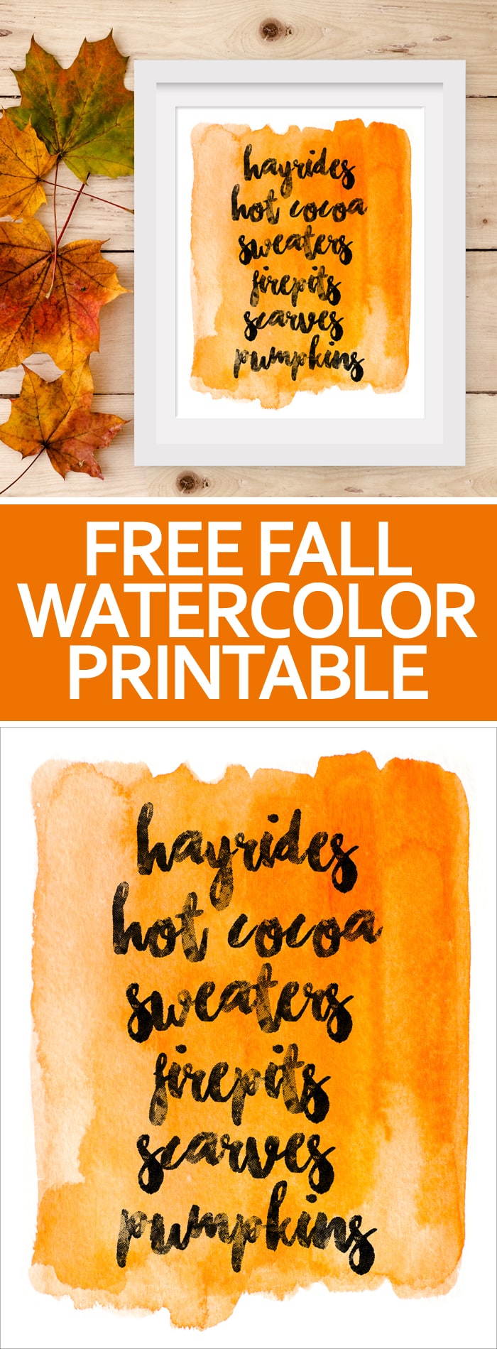 Free Fall Watercolor Printable poster.