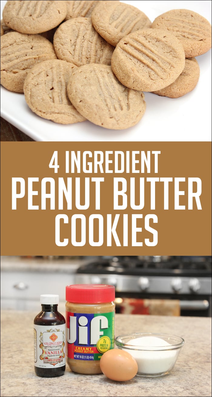 4 ingredient peanut butter cookies graphic.
