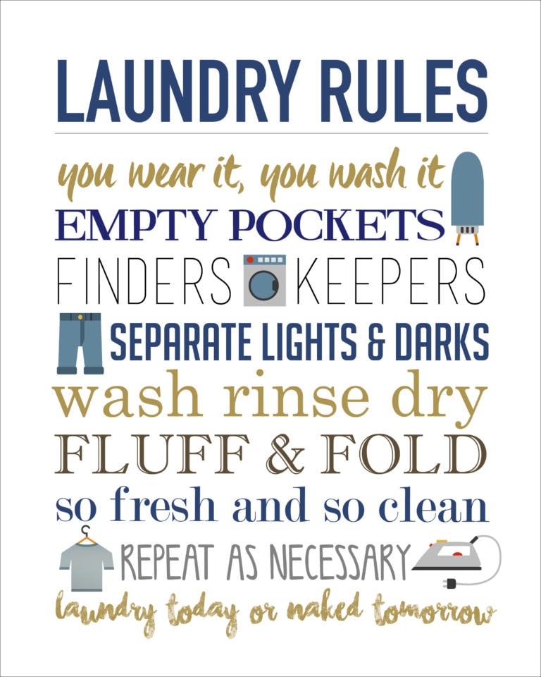 Laundry Rules Printable free easy and print ready