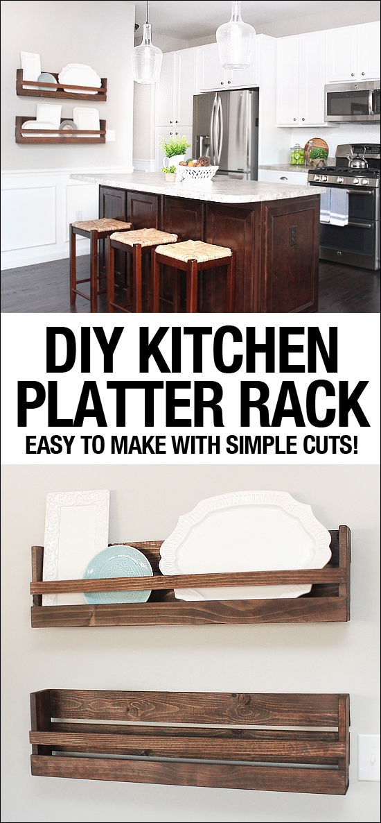 DIY kitchen platter rack graphic.
