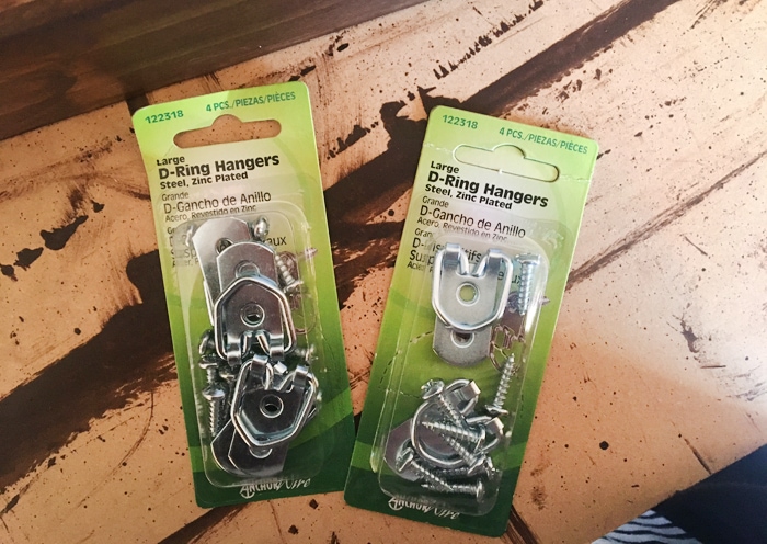 Metal hooks in their package.