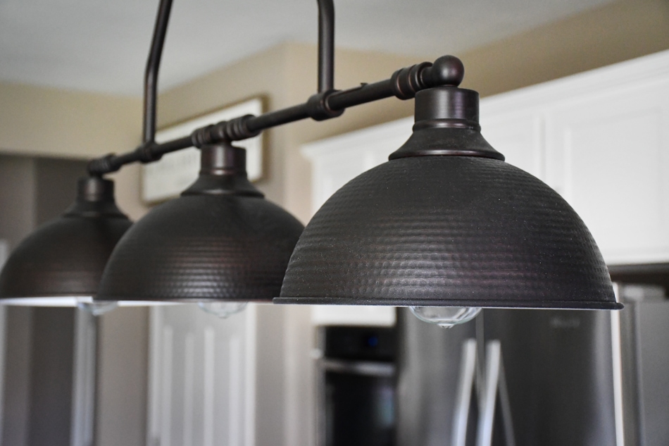 Up close picture of the brushed stainless steel lights.