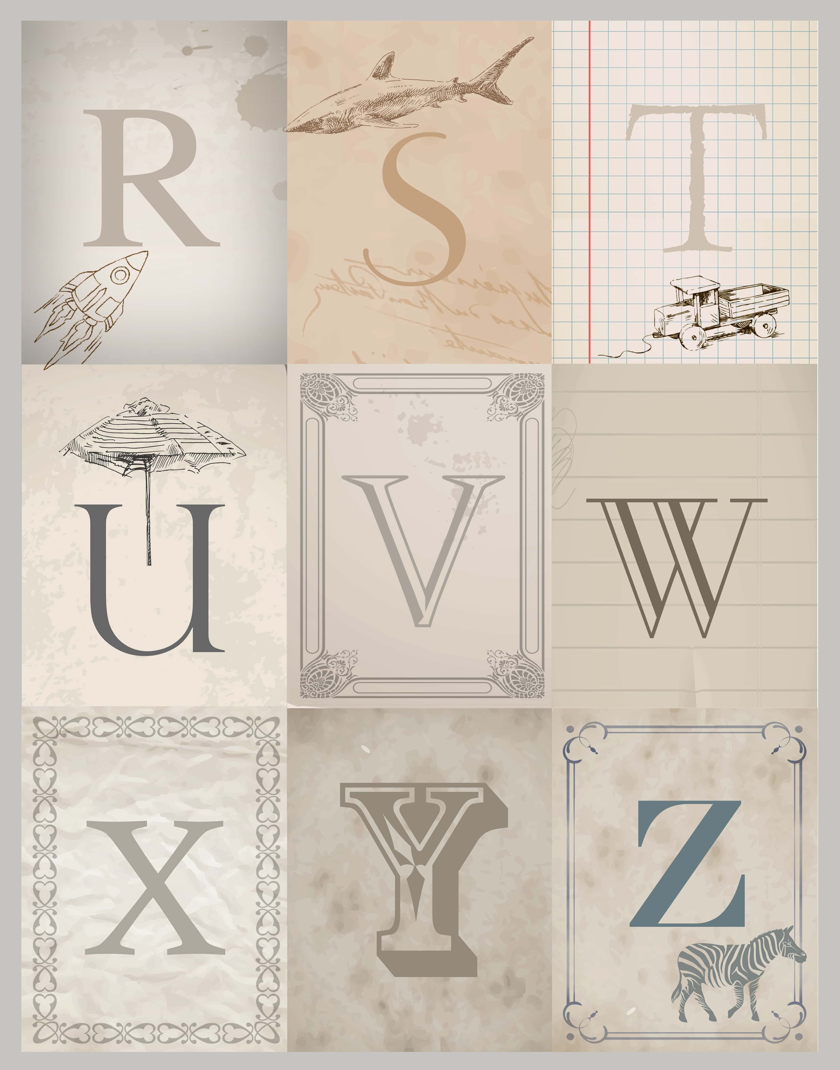Vintage Alphabet Printables Beautiful and fun printables for free