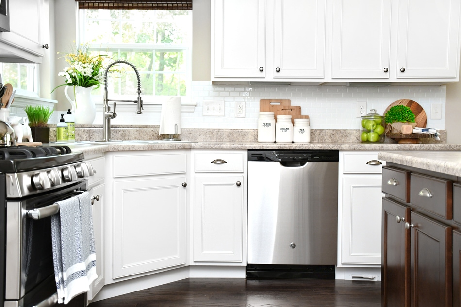 White Cabinets, Dark Kitchen Island for Your Home