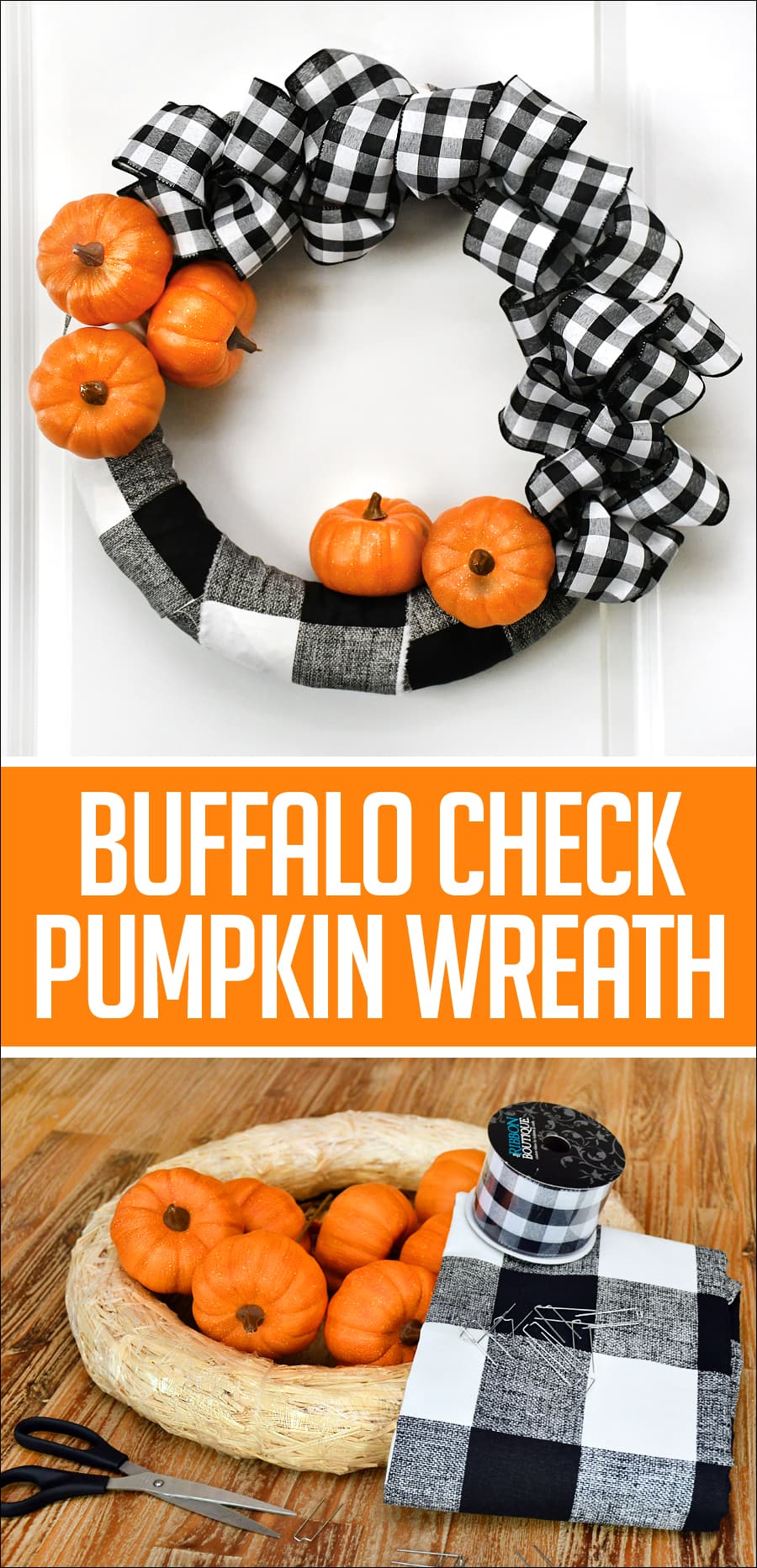 Buffalo check pumpkin wreath poster.