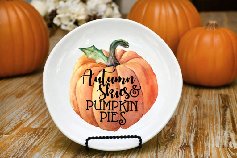 DIY Pumpkin Fall Decorative Plate - Under $2 to Make!