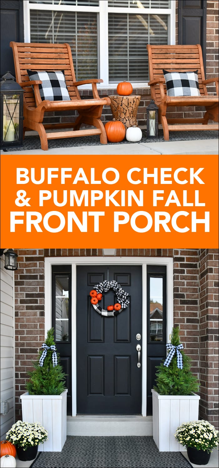 Buffalo check and pumpkin fall front porch poster.