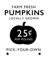 Pumpkin Farm Free Fall Printable with Black and White Vintage Look