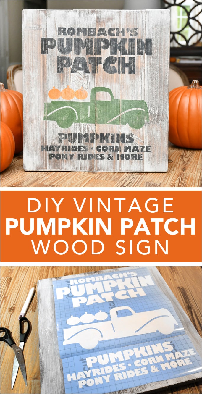 Pumpkin Patch Sign DIY with Cricut Stencil and Wood Sign