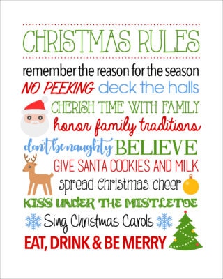 Christmas Rules Free Printable - Christmas Rules Sign