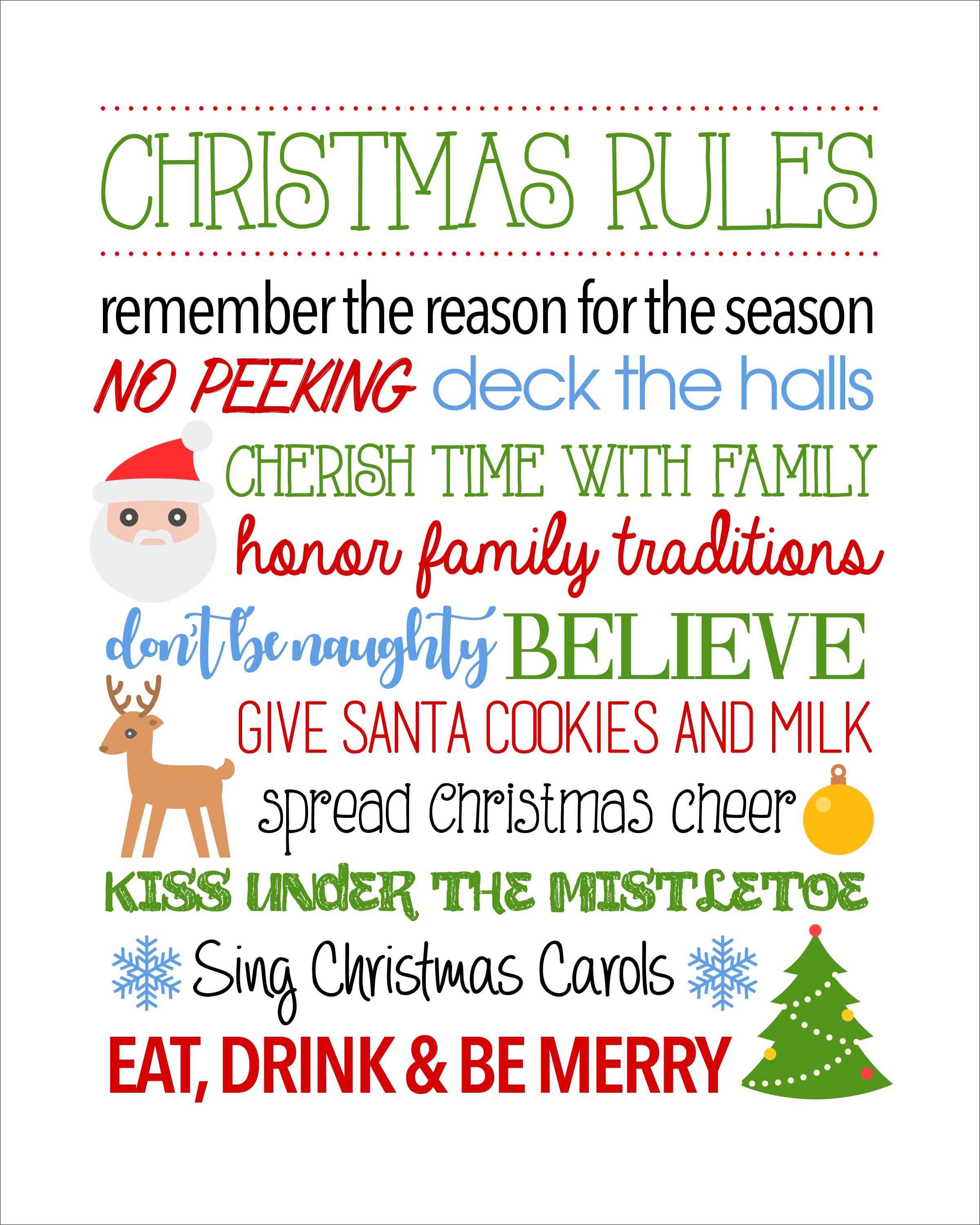 Christmas Rules Free Printable Christmas Rules Sign