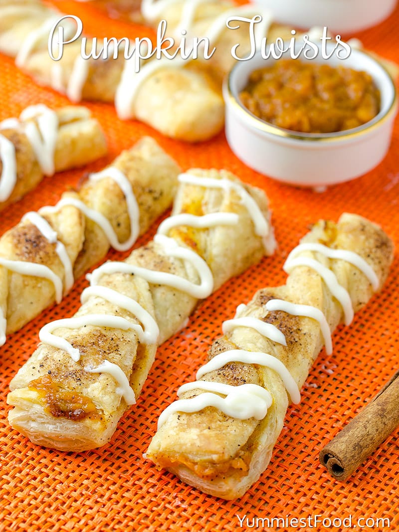 Pumpkin twists on an orange mat.