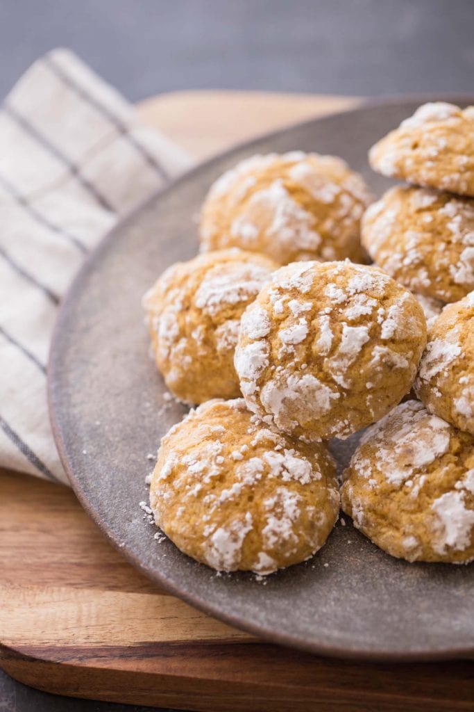 Soft pumpkin cookies on a plate.