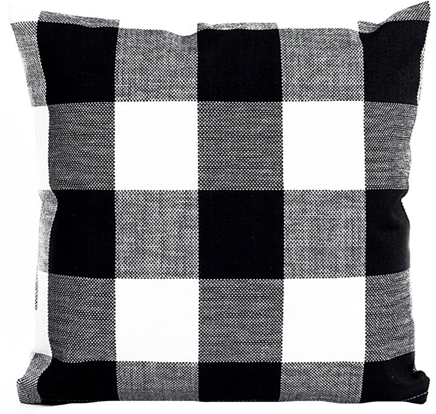 Black white buffalo check pillow cover.