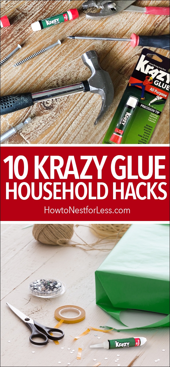 10 krazy glue household hacks blogger poster.