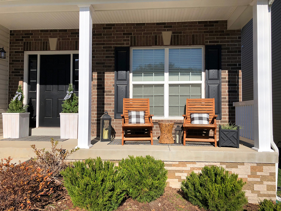 Brick siding on house and faux brick on foundation.