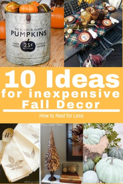 10 ideas for inexpensive fall decor poster.