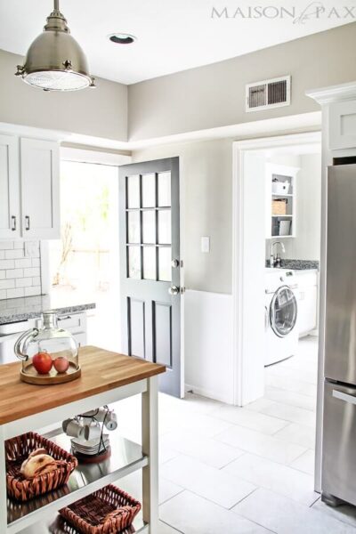 Sherwin Williams Colonnade Gray in kitchen and laundry room