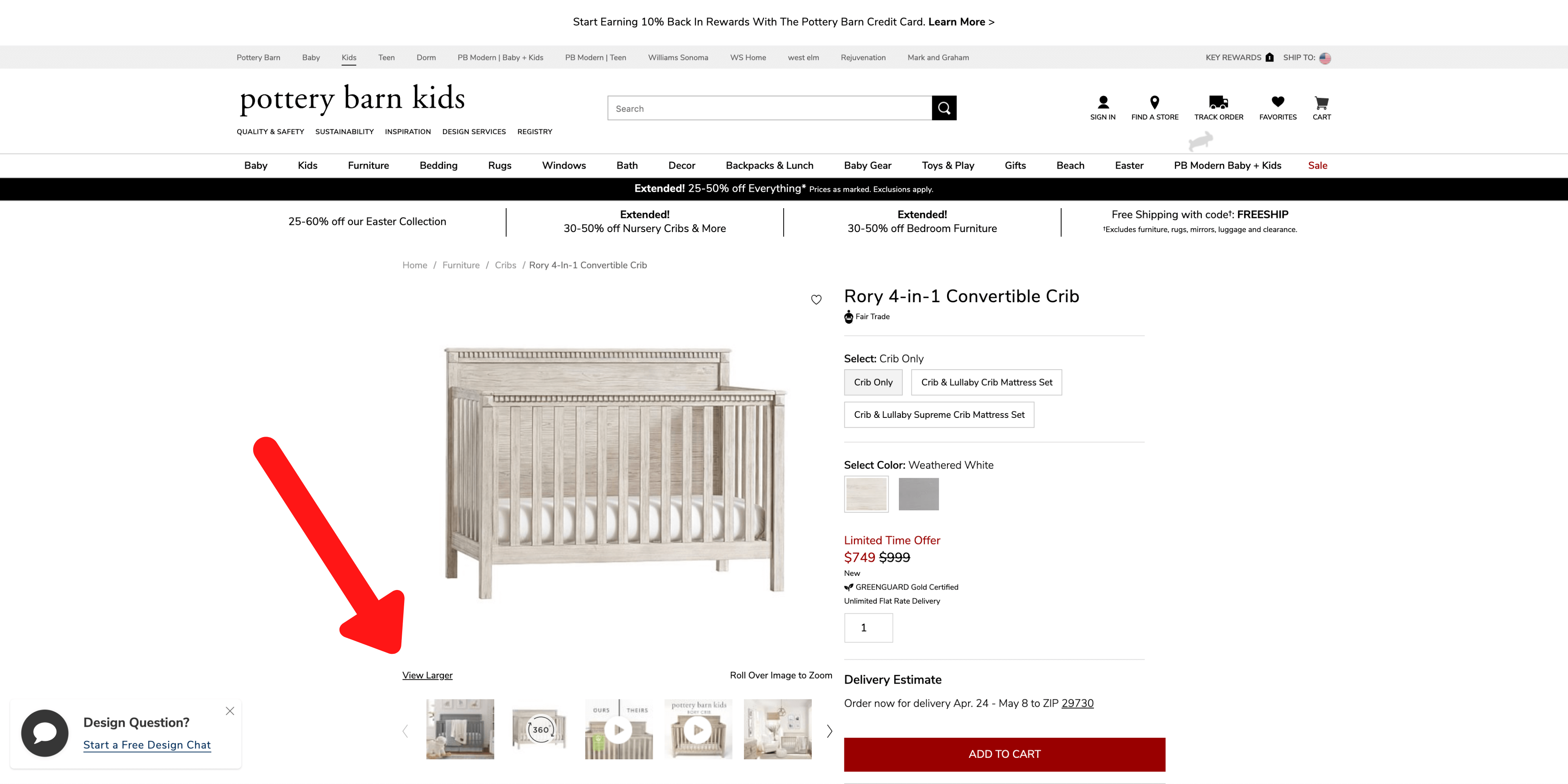 Pottery Barn Kids crib