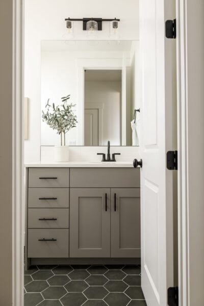 sherwin williams dovetail painted bathroom vanity