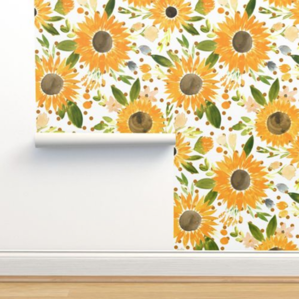 sunflower kitchen decor ideas -sunflower wallpaper