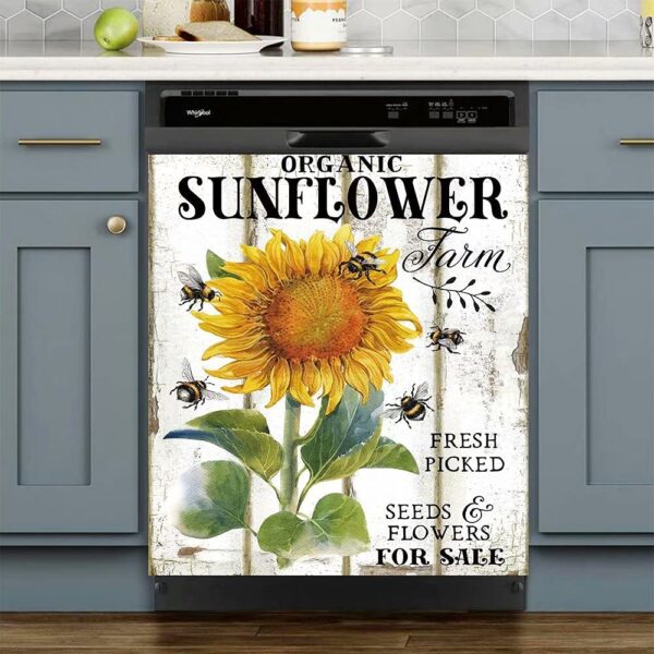 sunflower decal on dishwasher front