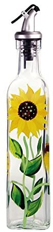 oil and vinegar bottle decorated with sunflowers