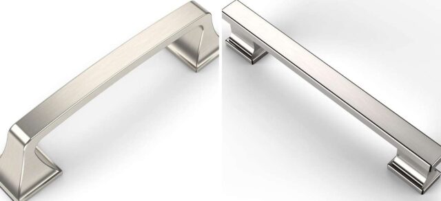 Comparing satin nickel drawer pull to a polished nickel drawer pull
